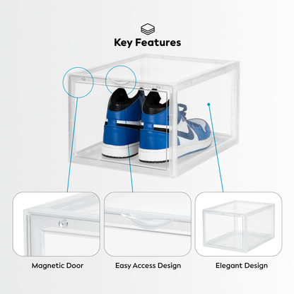 Stackable Shoe Box Storage  – Magnetic Front Opening - Space-Saving