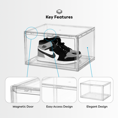 Premium Stackable Shoe Box Storage  – Magnetic Side Opening - Space-Saving