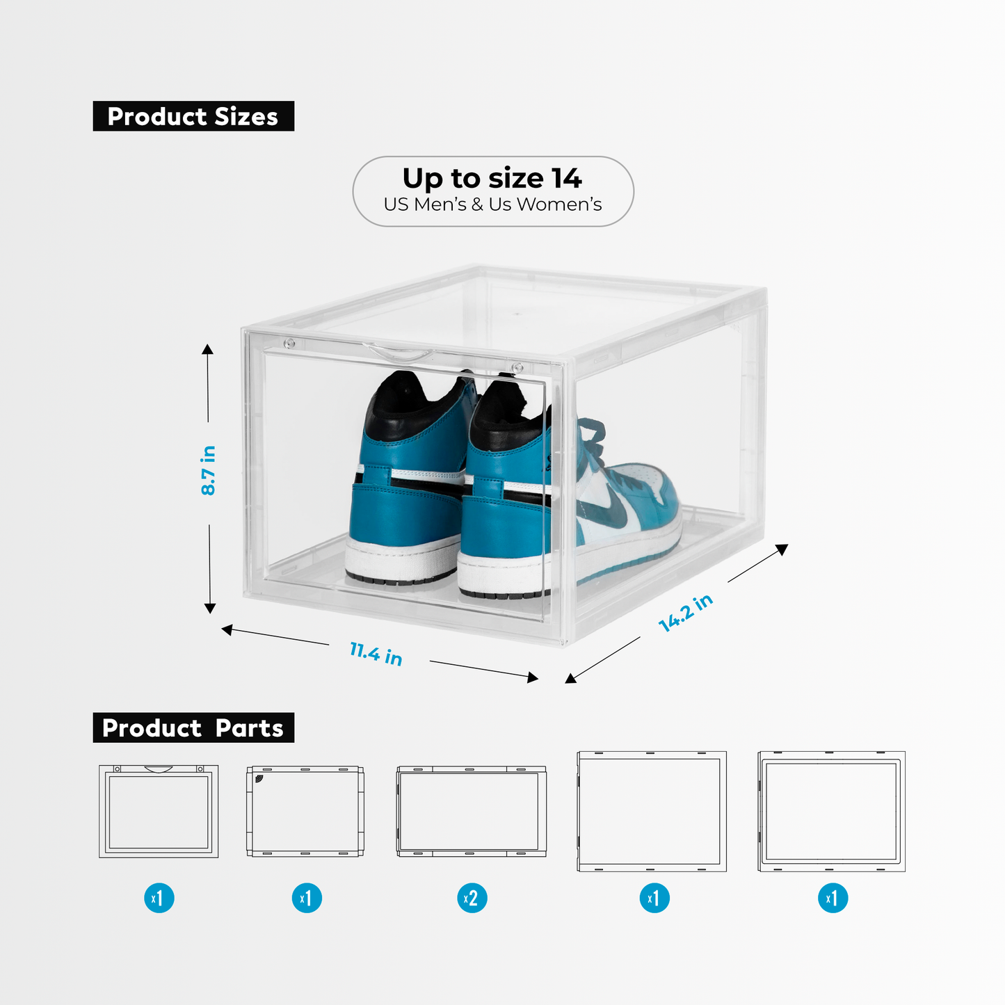 Stackable Shoe Box Storage  – Magnetic Front Opening - Space-Saving