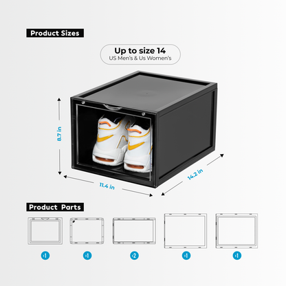 Stackable Shoe Box Storage  – Magnetic Front Opening - Space-Saving