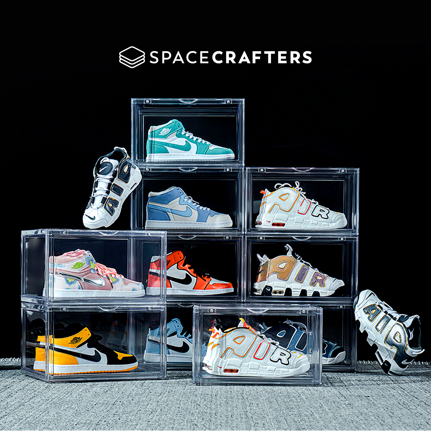 Premium Stackable Shoe Box Storage  – Magnetic Side Opening - Space-Saving