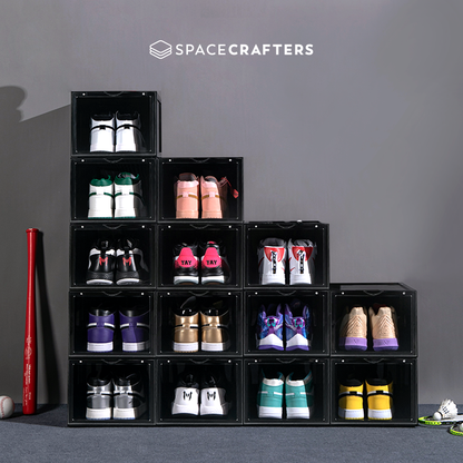 Stackable Shoe Box Storage  – Magnetic Front Opening - Space-Saving