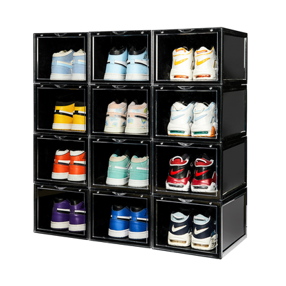 Stackable Shoe Box Storage  – Magnetic Front Opening - Space-Saving