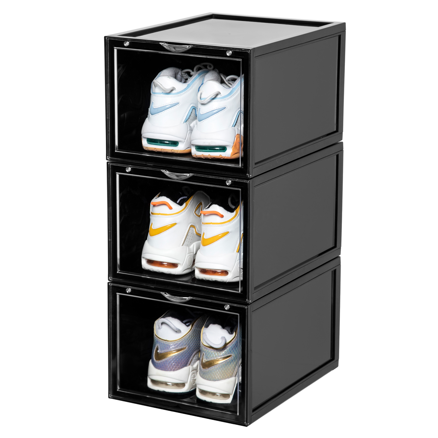 Stackable Shoe Box Storage  – Magnetic Front Opening - Space-Saving