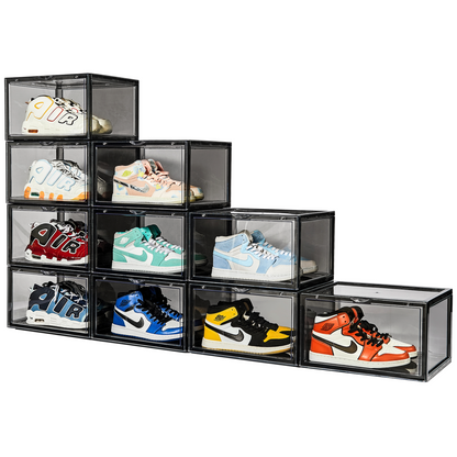 Premium Stackable Shoe Box Storage  – Magnetic Side Opening - Space-Saving