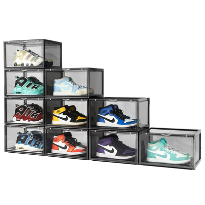 Premium Stackable Shoe Box Storage  – Magnetic Side Opening - Space-Saving