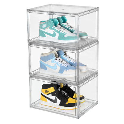 Premium Stackable Shoe Box Storage  – Magnetic Side Opening - Space-Saving